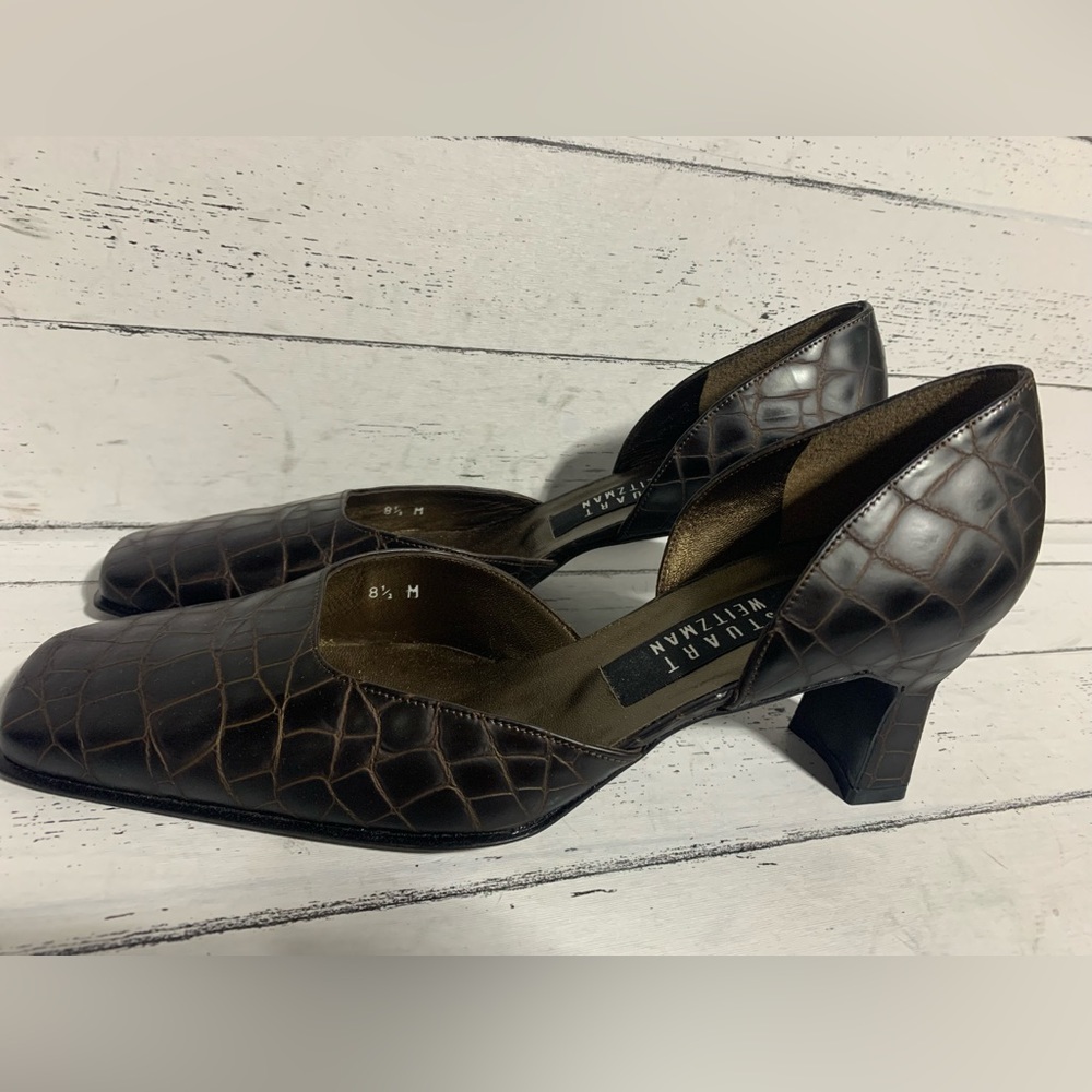 Stuart Weitzman Women’s Size 8.5 Brown Leather Pumps, Made in Spain, Classic